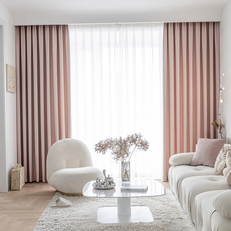 Living Room Bedroom Wheat Grain Solid Color Curtains Pink