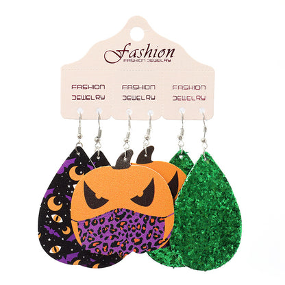 Teardrop Shape Halloween Theme Dangle Earrings Style E One Size