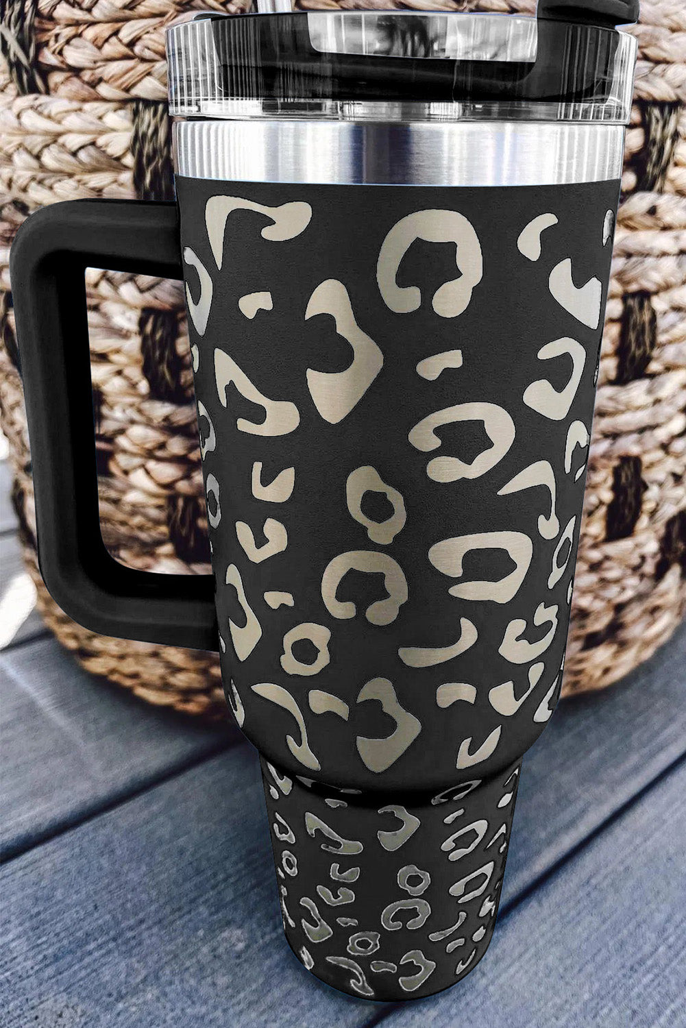 Black Leopard Spotted 304 Stainless Double Insulated Cup 40oz Black ONE SIZE 304 stainless steel