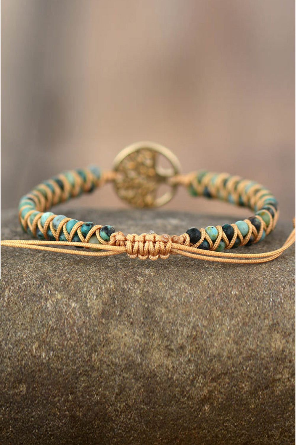 Handmade Tree Shape Beaded Copper Bracelet - Thandynie