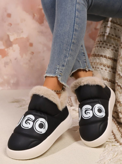 Letter Thermal Platform Slip-On Boots Black