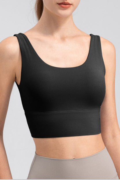 Scoop Neck Wide Strap Active Tank Black