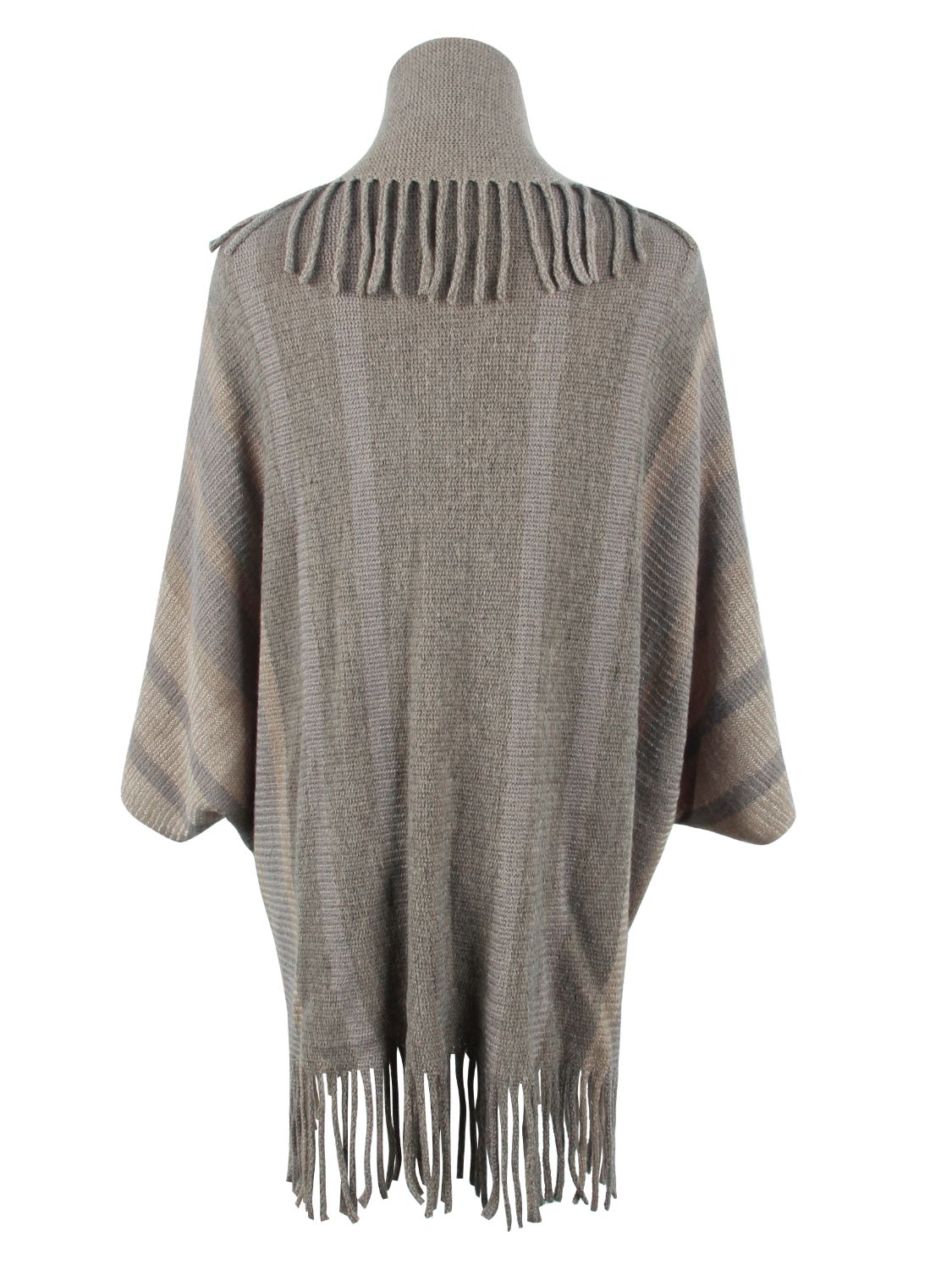 Fringe Detail Open Front Poncho - Thandynie