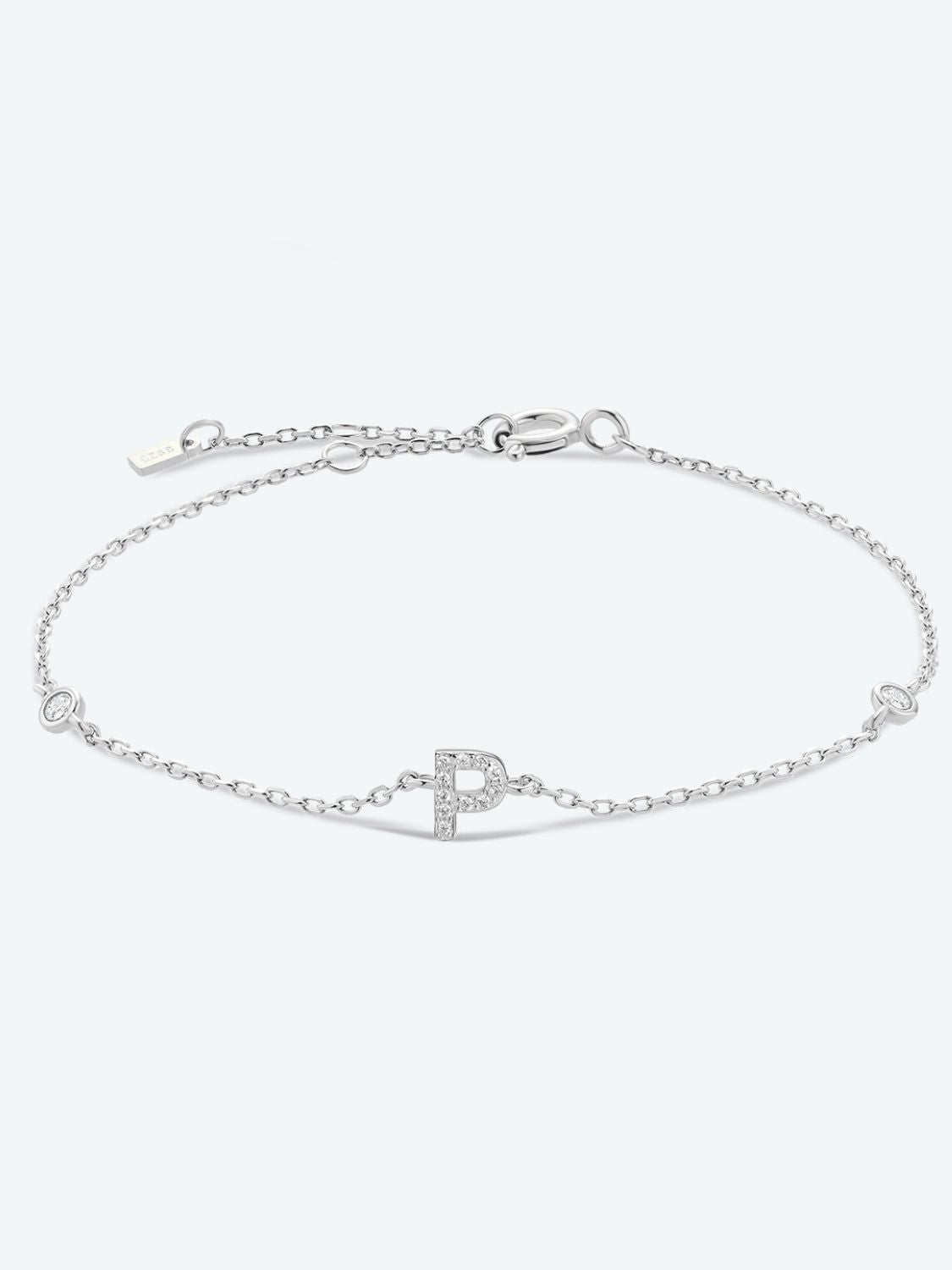 L To P Zircon 925 Sterling Silver Bracelet P-Silver One Size