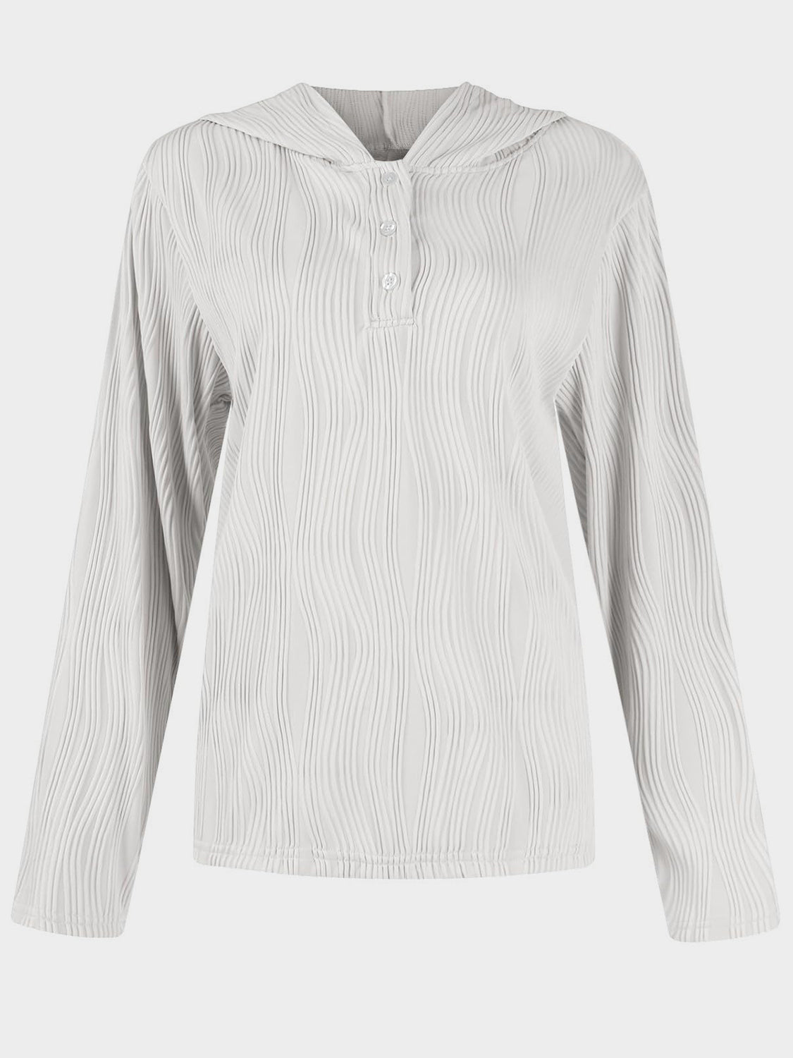 Textured Long Sleeve Hoodie White