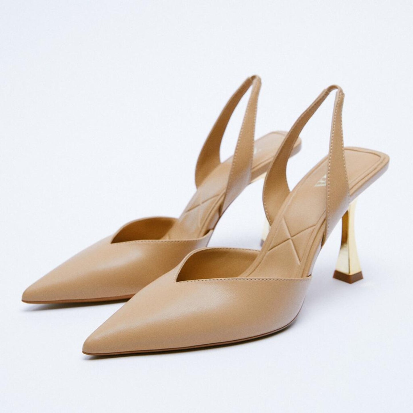 PU Leather Point Toe Stiletto Heel Pumps Khaki