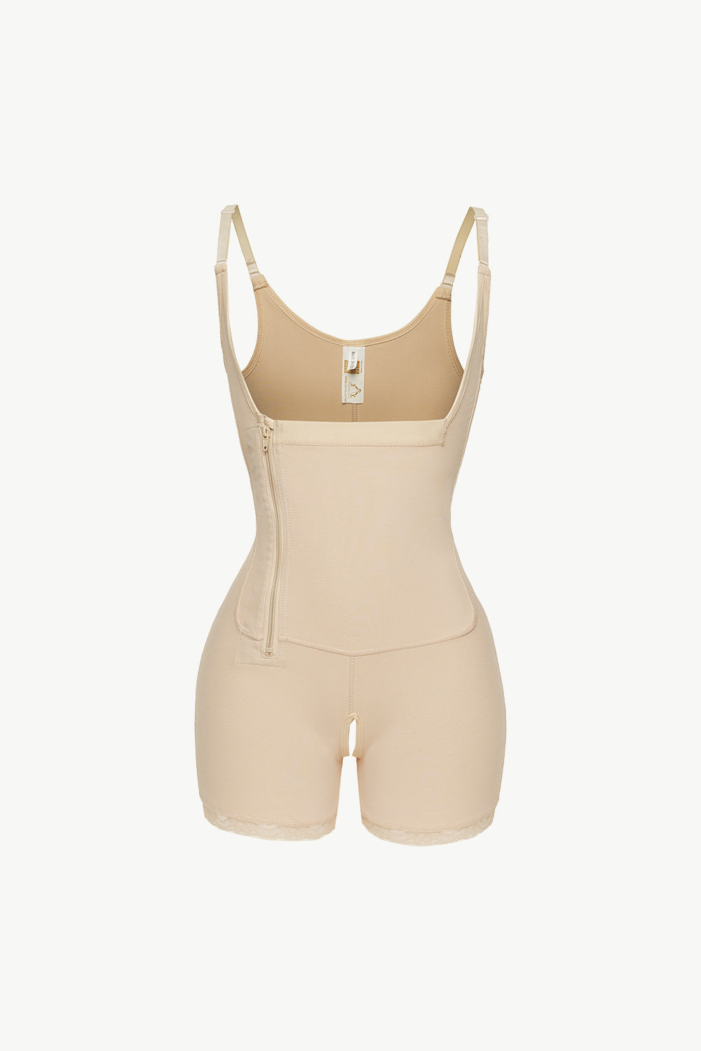 Full Size Side Zipper Under-Bust Shaping Bodysuit Apricot