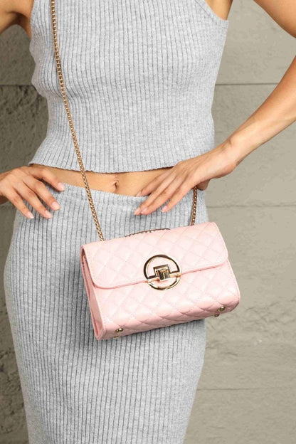 Adored PU Leather Crossbody Bag Blush Pink One Size