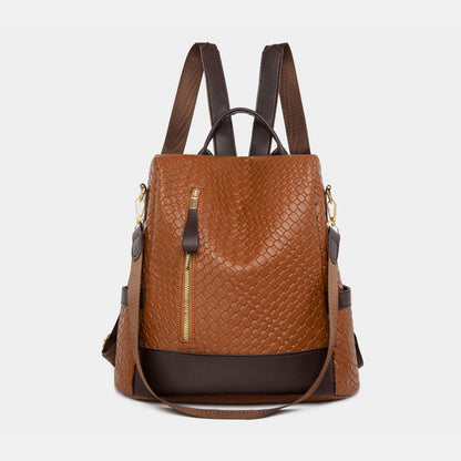 PU Leather Backpack Bag Brown One Size