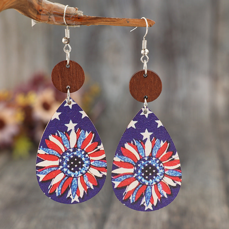 Printed PU Leather Dangle Earrings - Thandynie