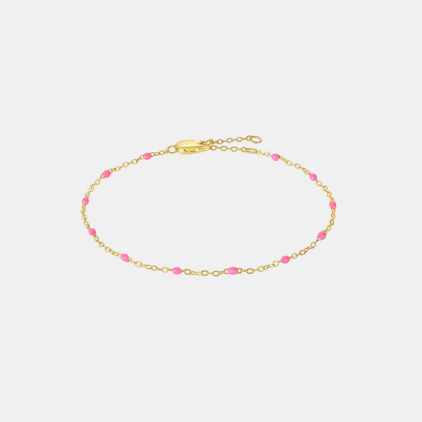 Bead 925 Sterling Silver Bracelet Gold Pink One Size
