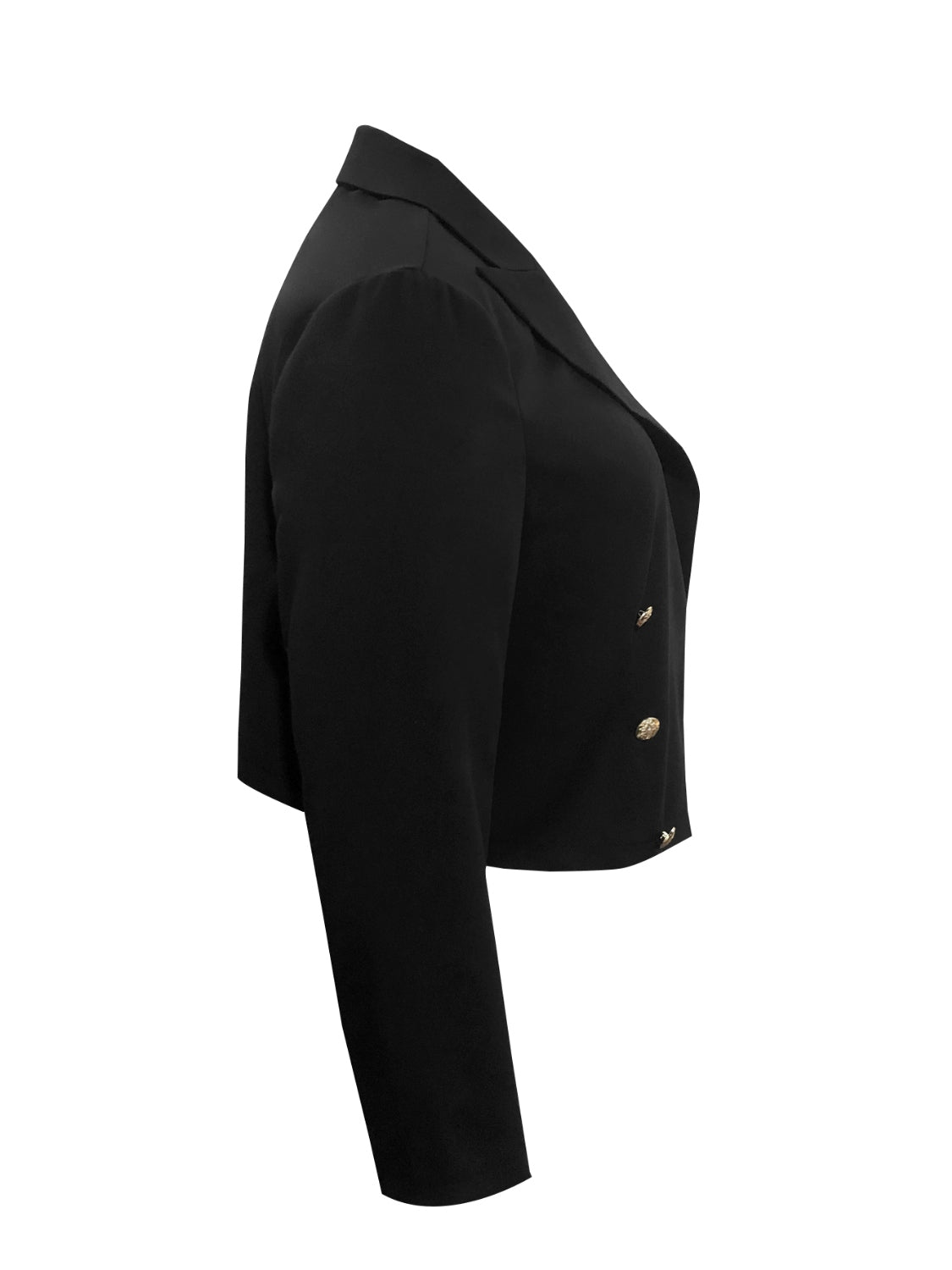 Plus Size Buttoned Lapel Collar Long Sleeve Blazer - Thandynie