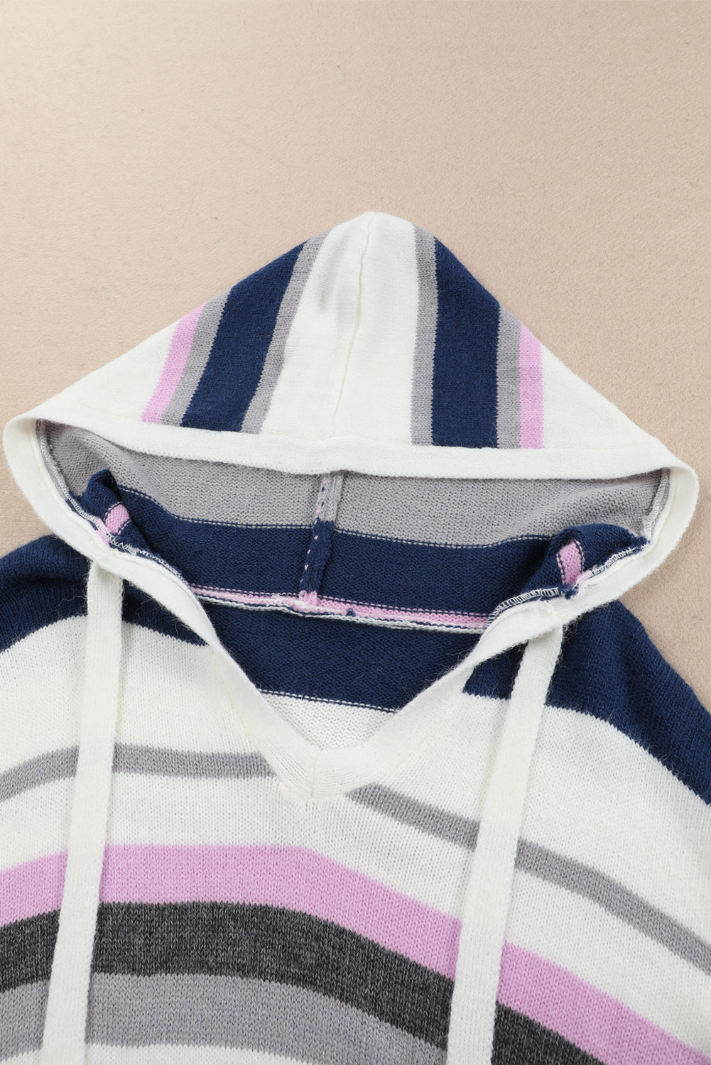 Stripe Plus Size Striped Hooded Knit Sweater