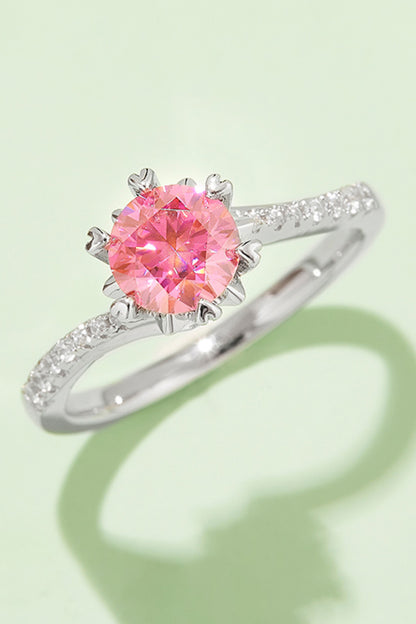 1 Carat Moissanite 925 Sterling Silver Ring Hot Pink