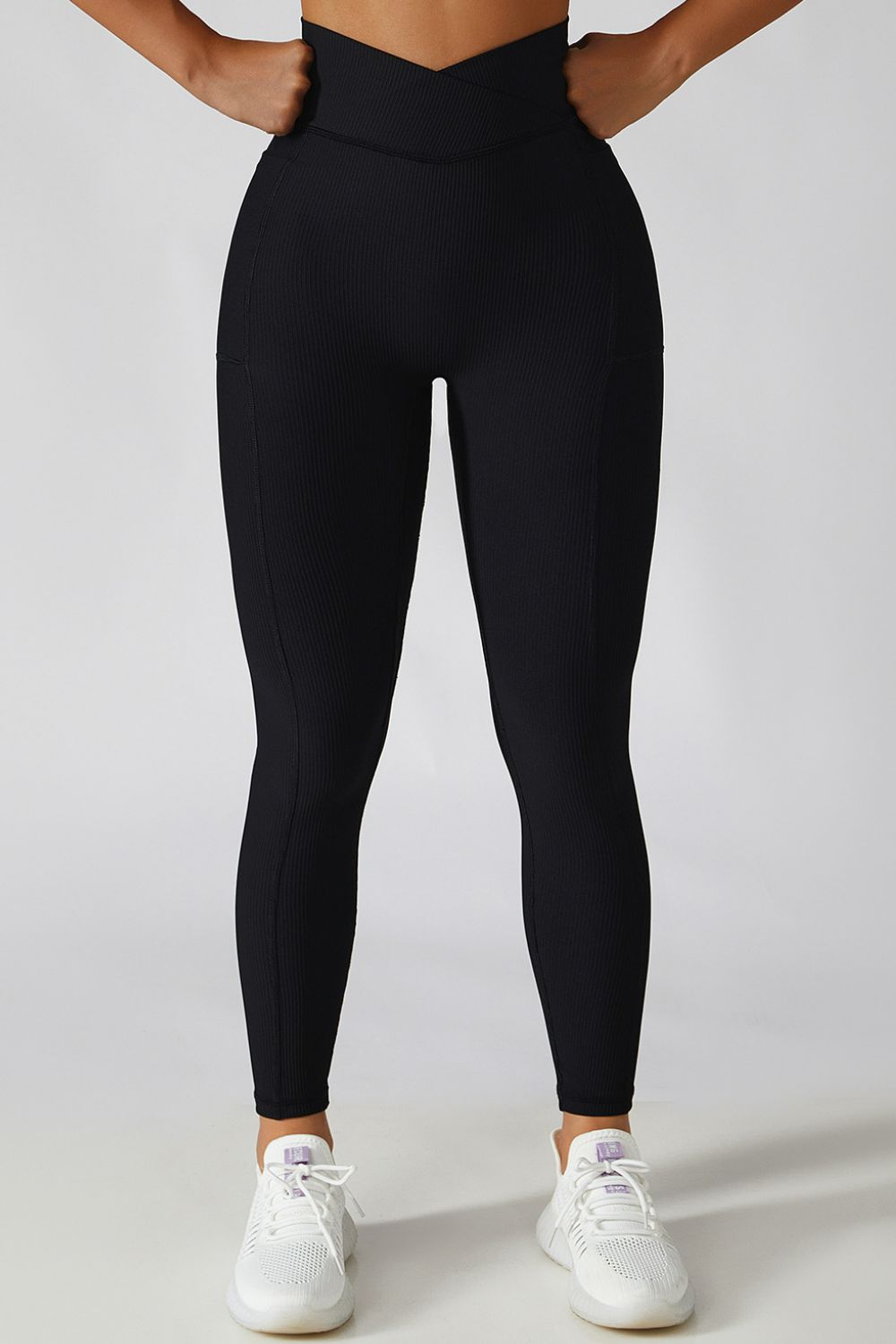 Basic Bae Crossover Waist Active Leggings Black