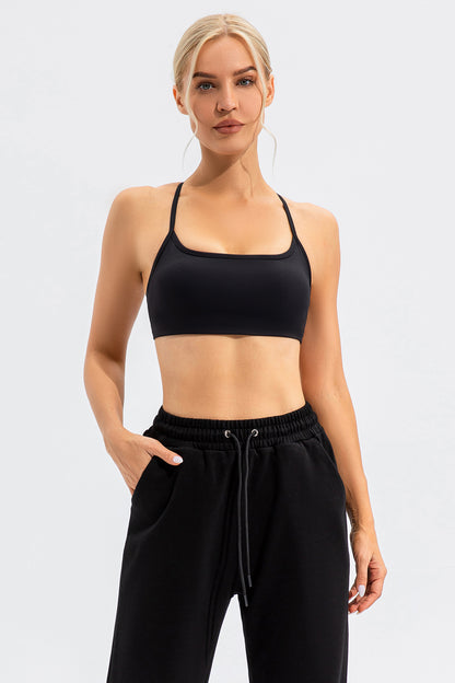 Crisscross Spaghetti Strap Active Cami Black