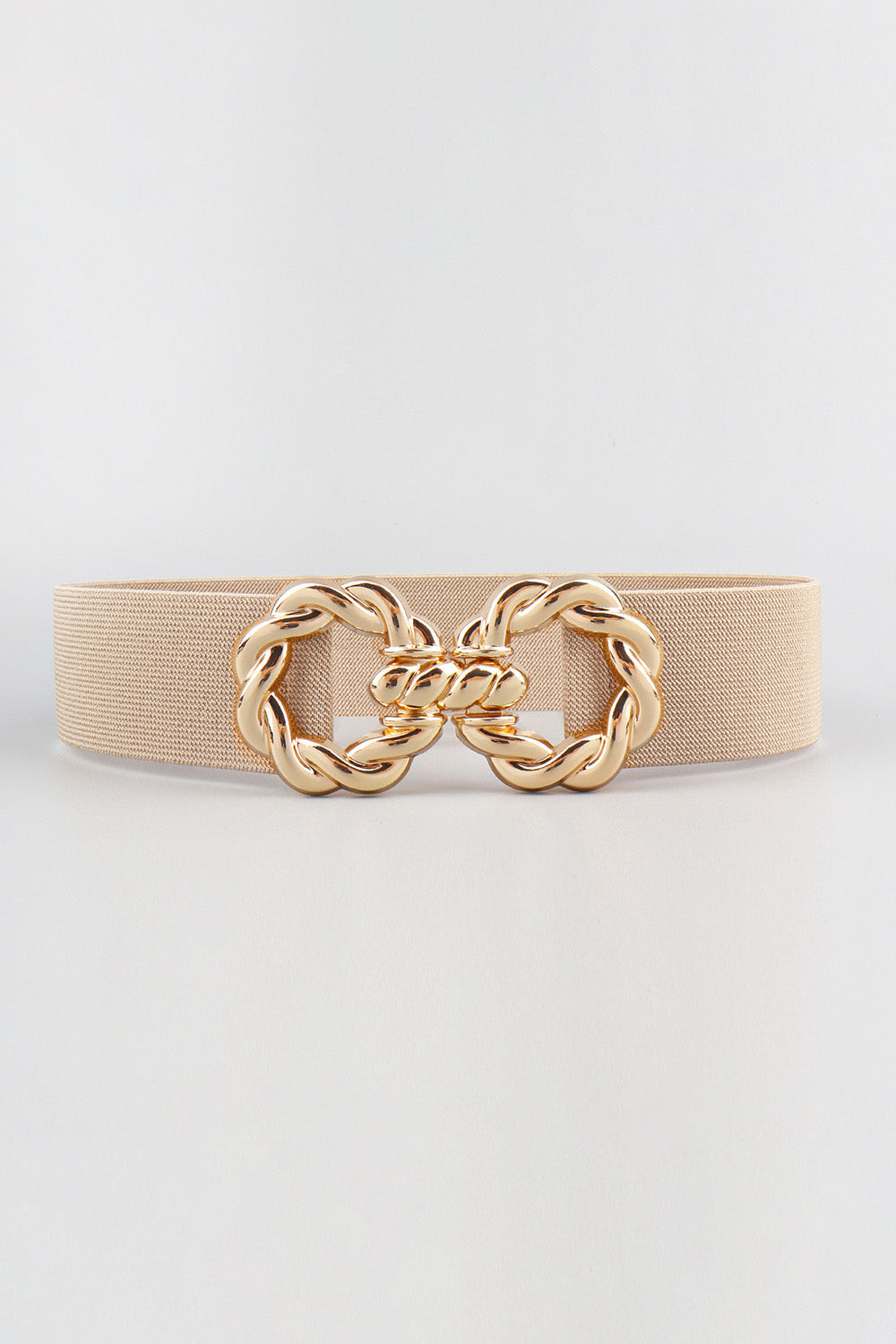 Zinc Alloy Buckle Elastic Belt Tan One Size