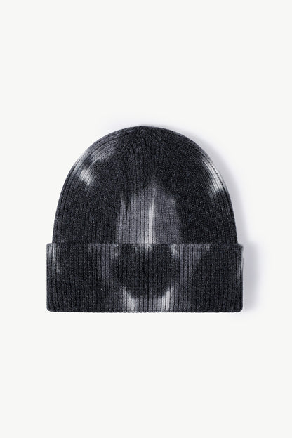 Tie-Dye Cuffed Knit Beanie Black One Size