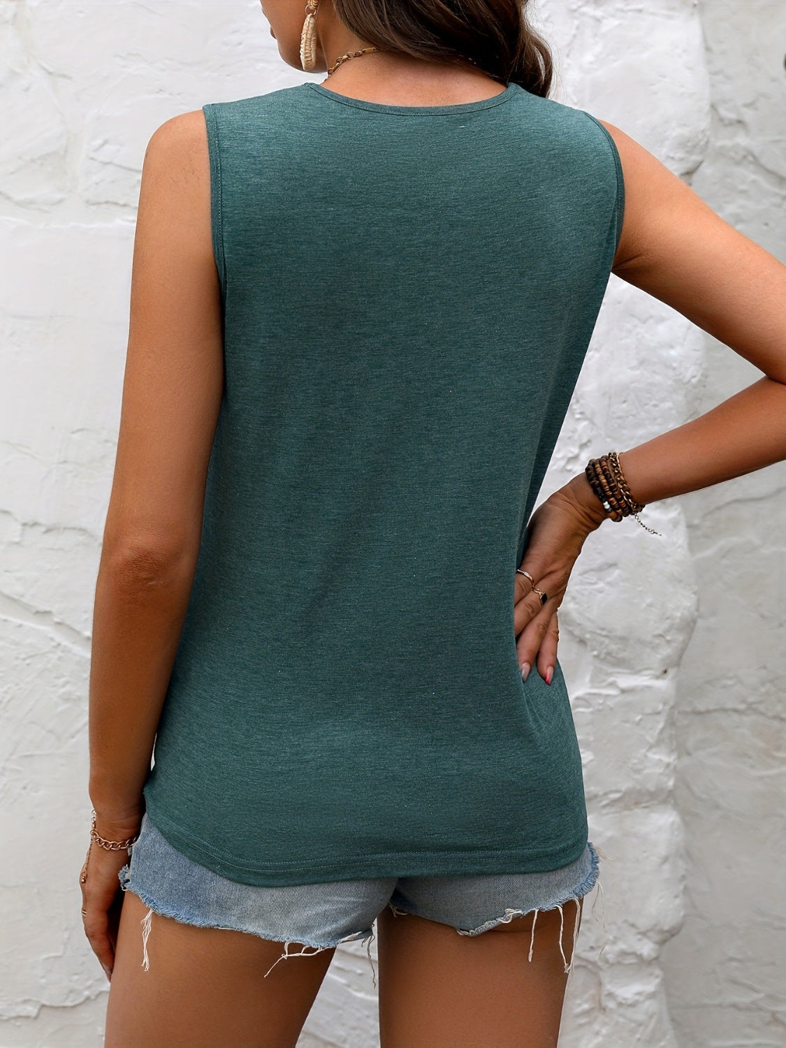 Lace Detail Heathered Tank - Thandynie