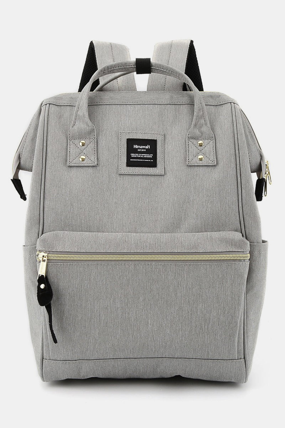 Himawari Waterproof Canvas Backpack Bag with Side Pockets Light Gray One Size