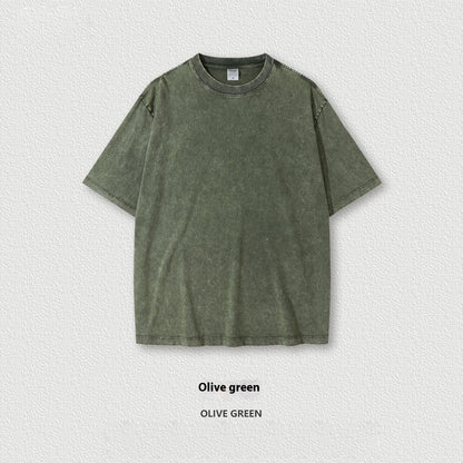 Street Dry Parent-child Suit Ins Round Neck Short Sleeve Olive Green Adult