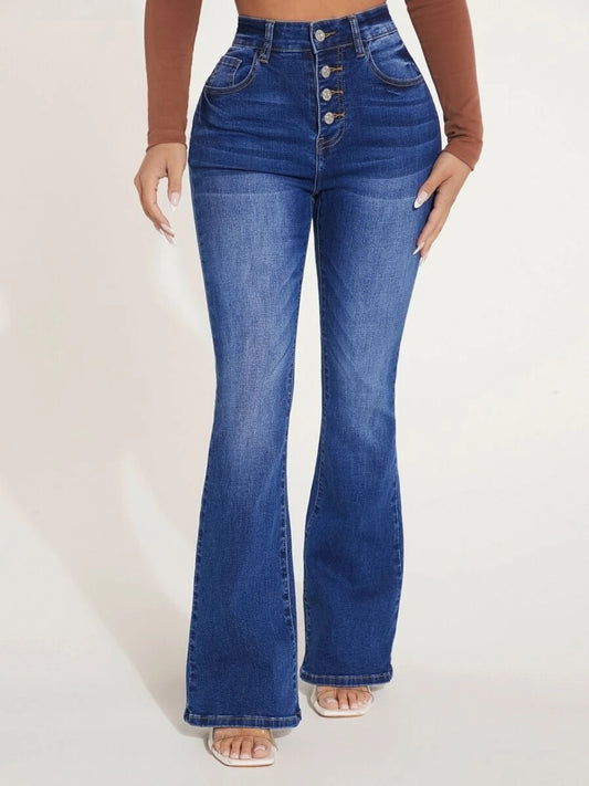 Button Fly Bootcut Jeans with Pockets Medium