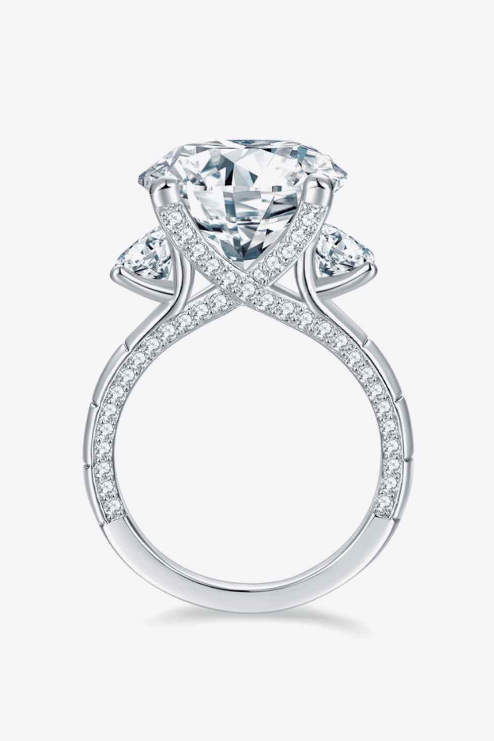 8.6 Carat Moissanite Platinum-Plated Ring Silver