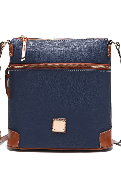 PU Leather Crossbody Bag Navy One Size