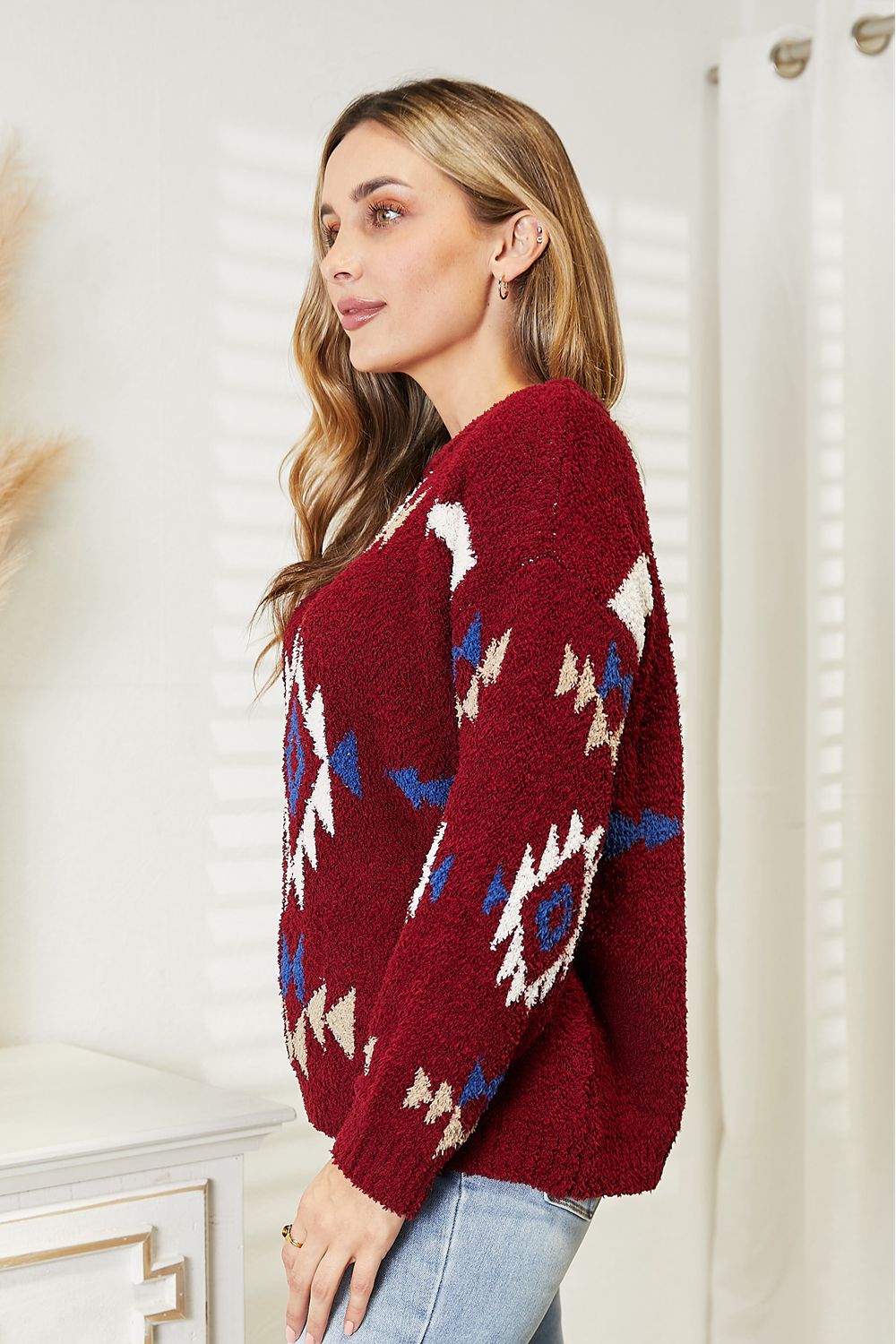 HEYSON Full Size Aztec Soft Fuzzy Sweater