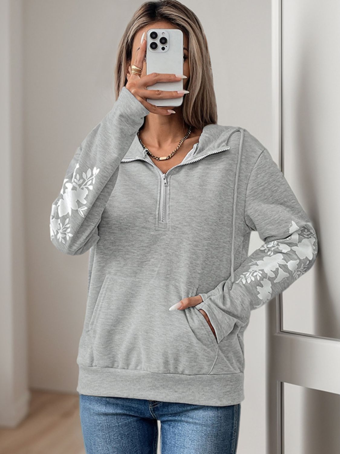 Perfee Half Zip Long Sleeve Hoodie