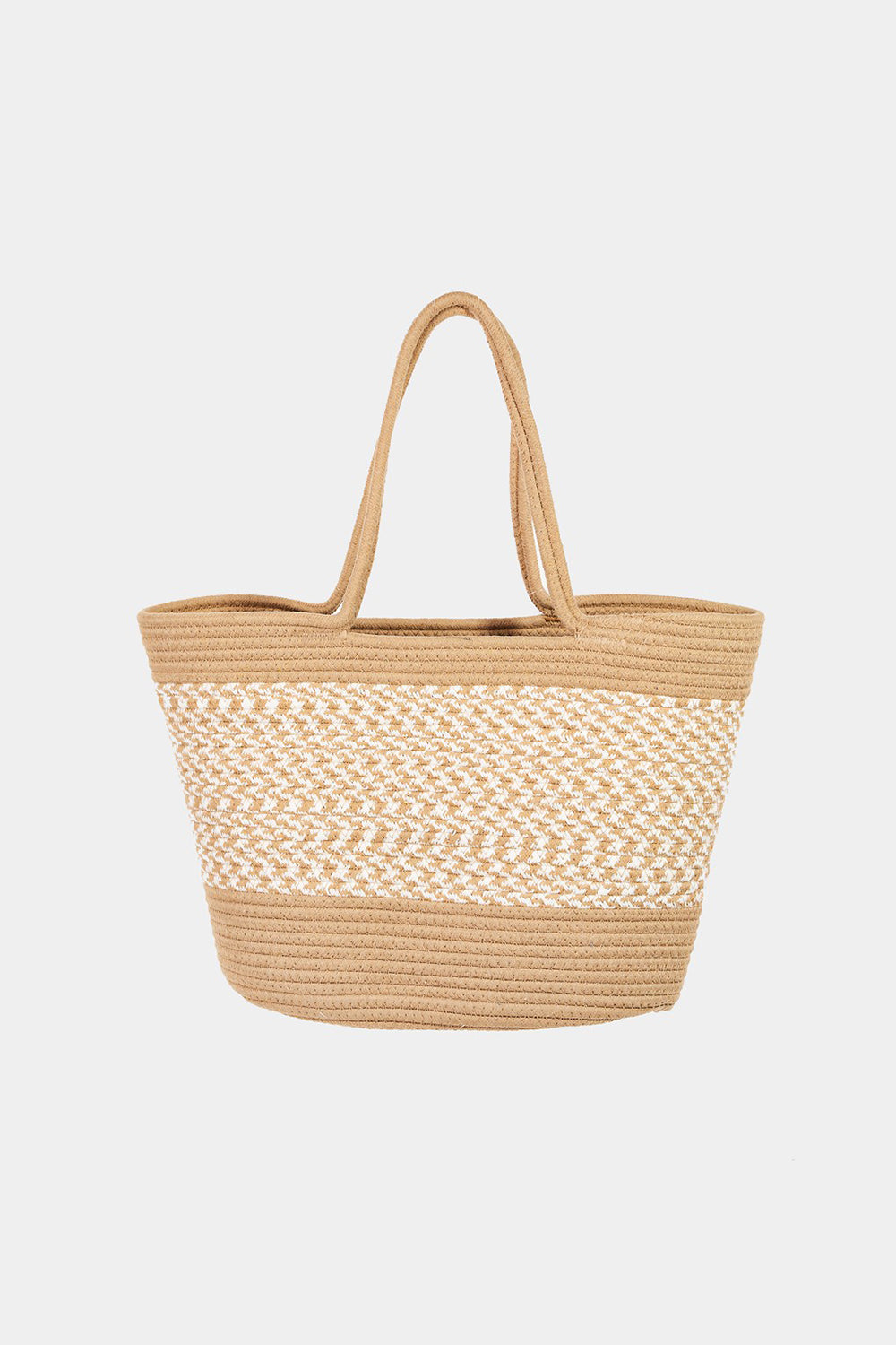 Fame Braid Pattern Beach Tote Bag Tan One Size