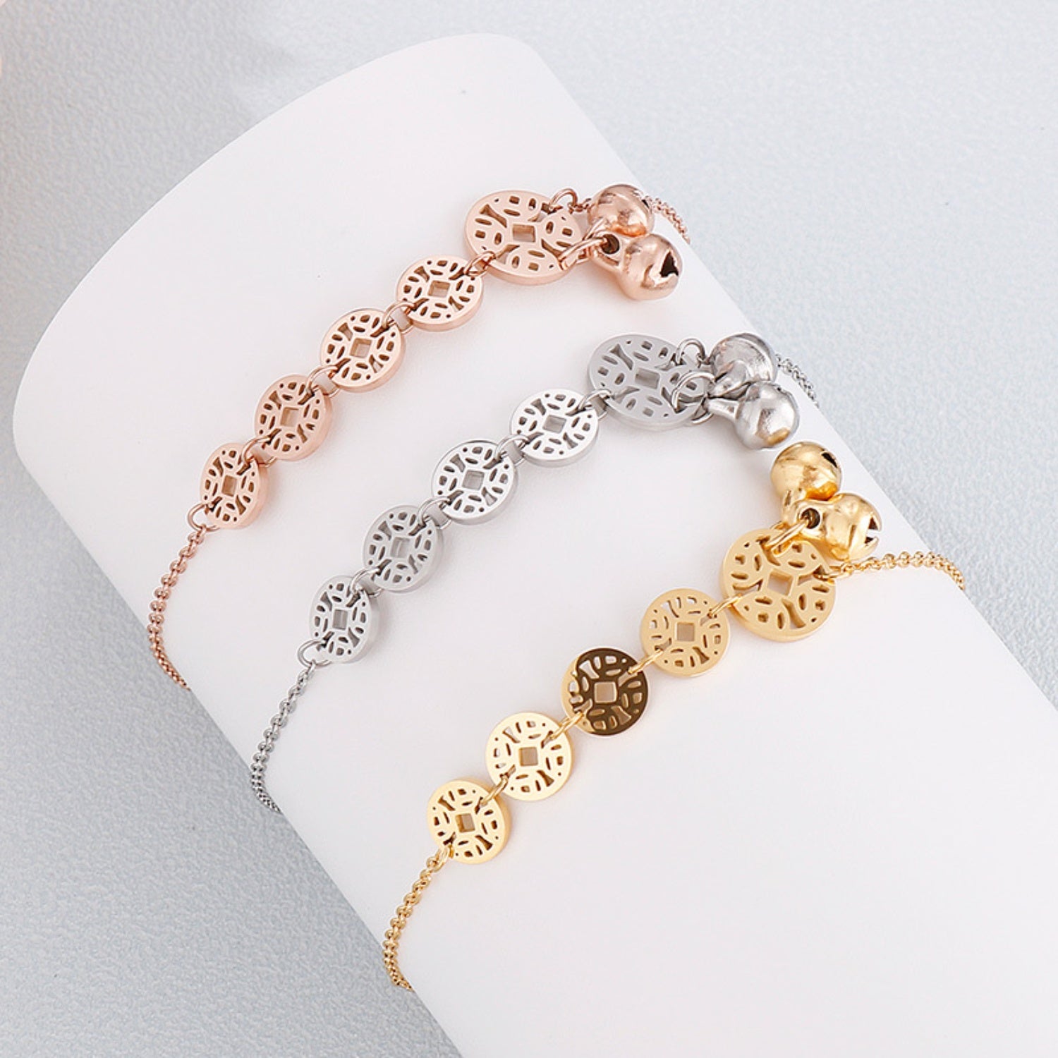 Stainless Steel Coin Shape Anklet Bracelet