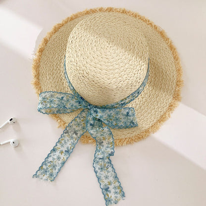 Raffia Straw Braided Sun Hat Cerulean One Size