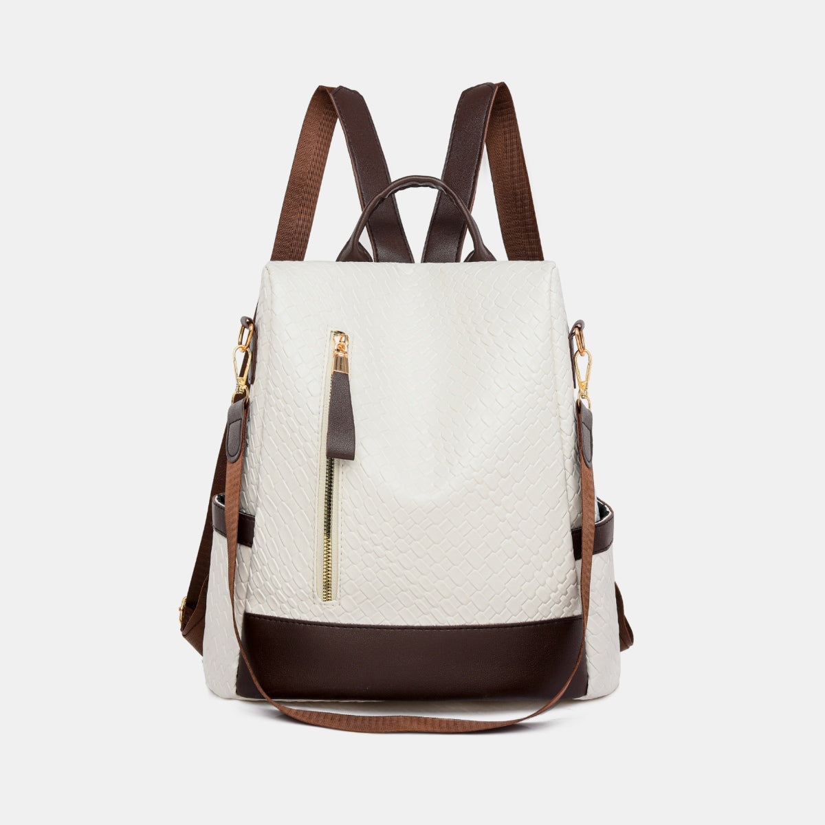 PU Leather Adjustable Straps Backpack Bag Ivory One Size