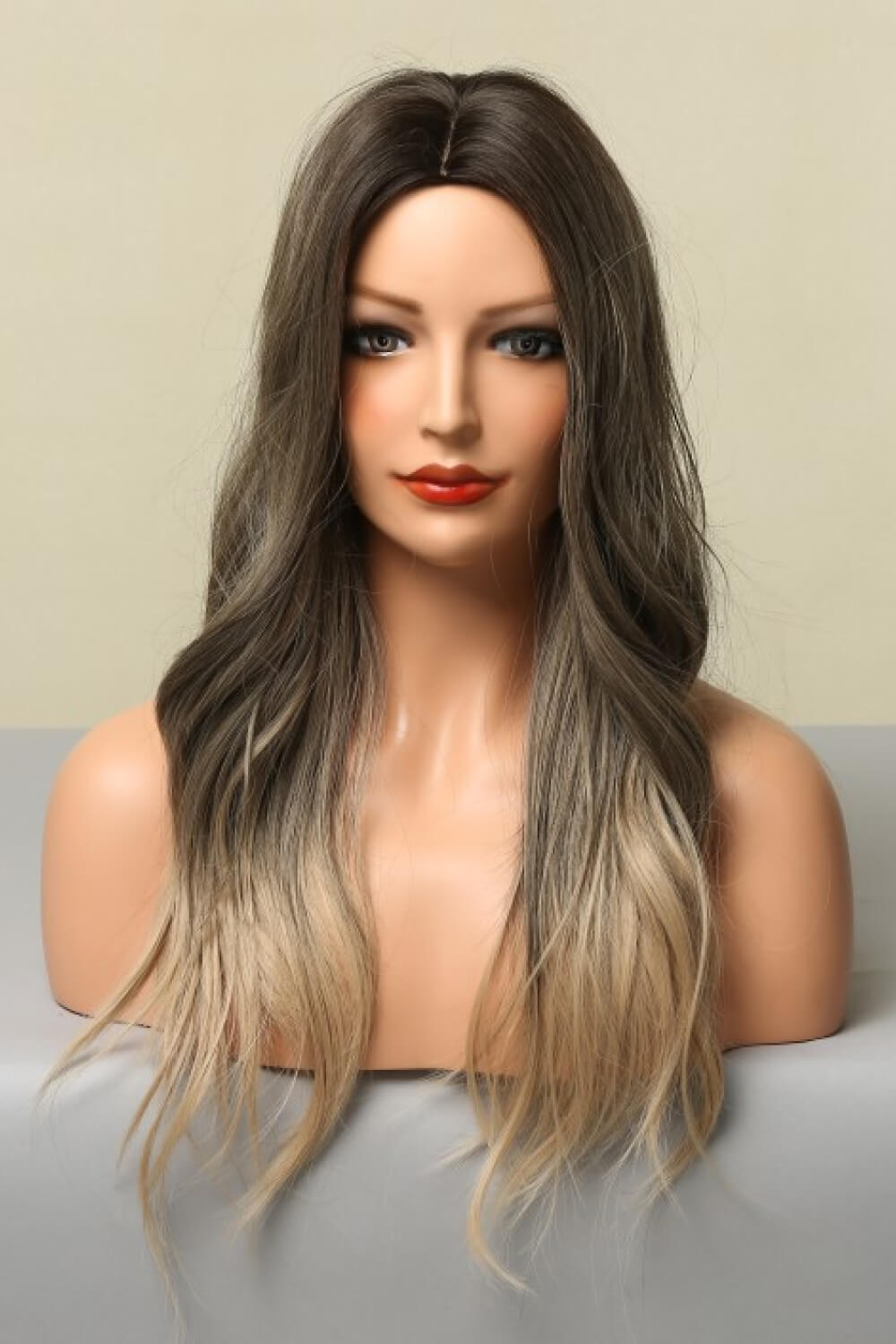 13*1" Full-Machine Wigs Synthetic Long Straight 24" Ash Brown Blonde Ombre One Size