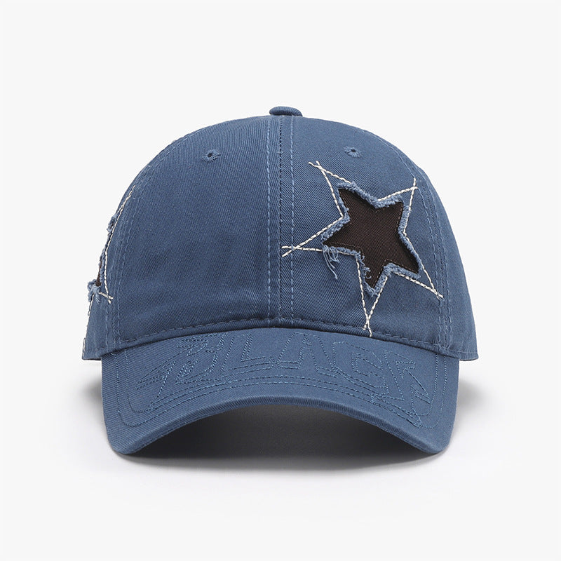 Adjustable Star Raw Hem Cap Medium One Size