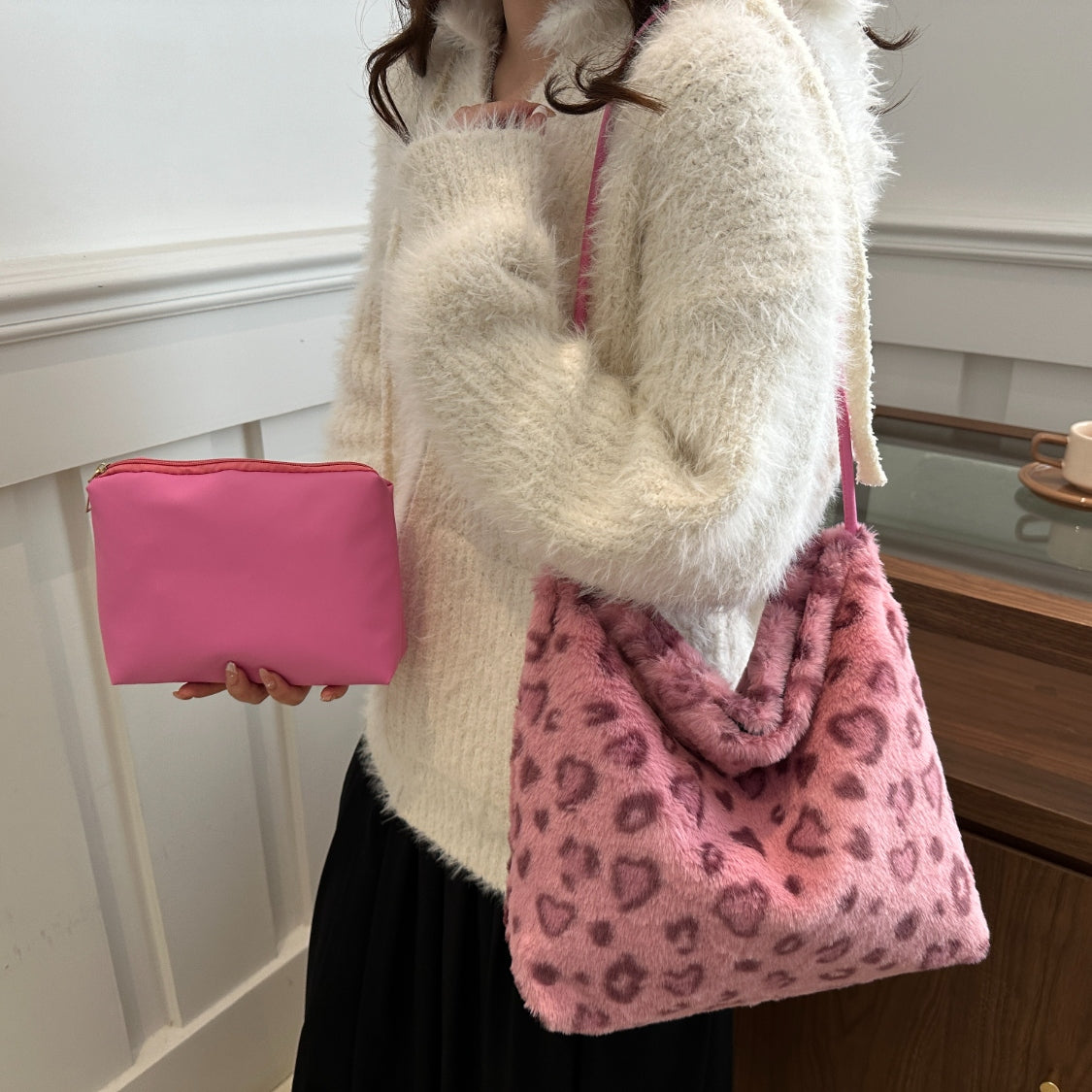 Leopard Furry Shoulder Bag