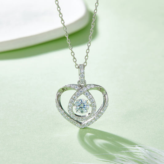 Moissanite 925 Sterling Silver Heart Shape Necklace Silver One Size