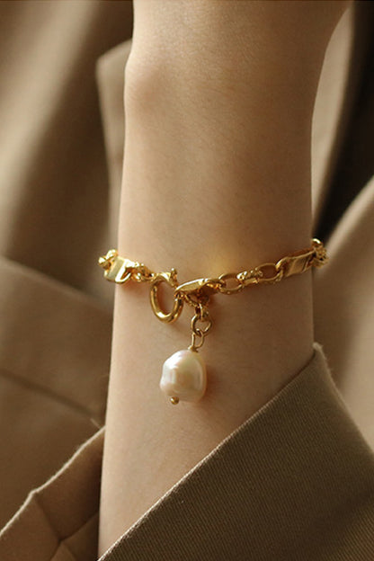 Link Chain Bracelet with Pearl