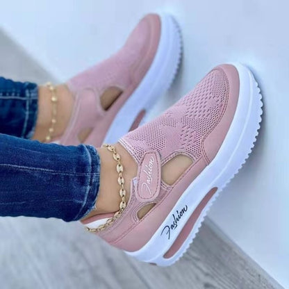 Round Toe Platform Sneakers Dusty Pink