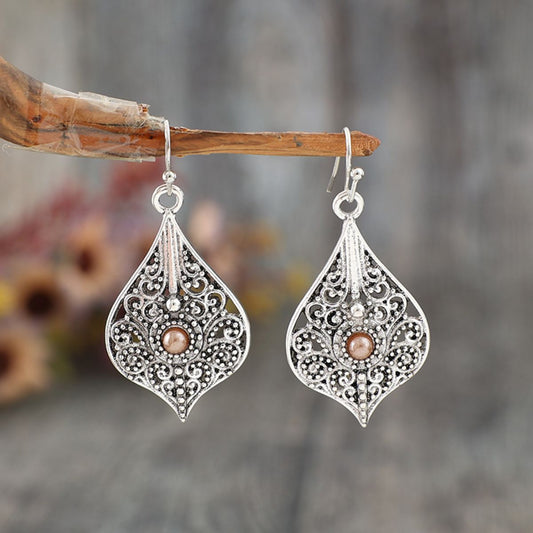 Silver-Plated Cutout Dangle Earrings - Thandynie