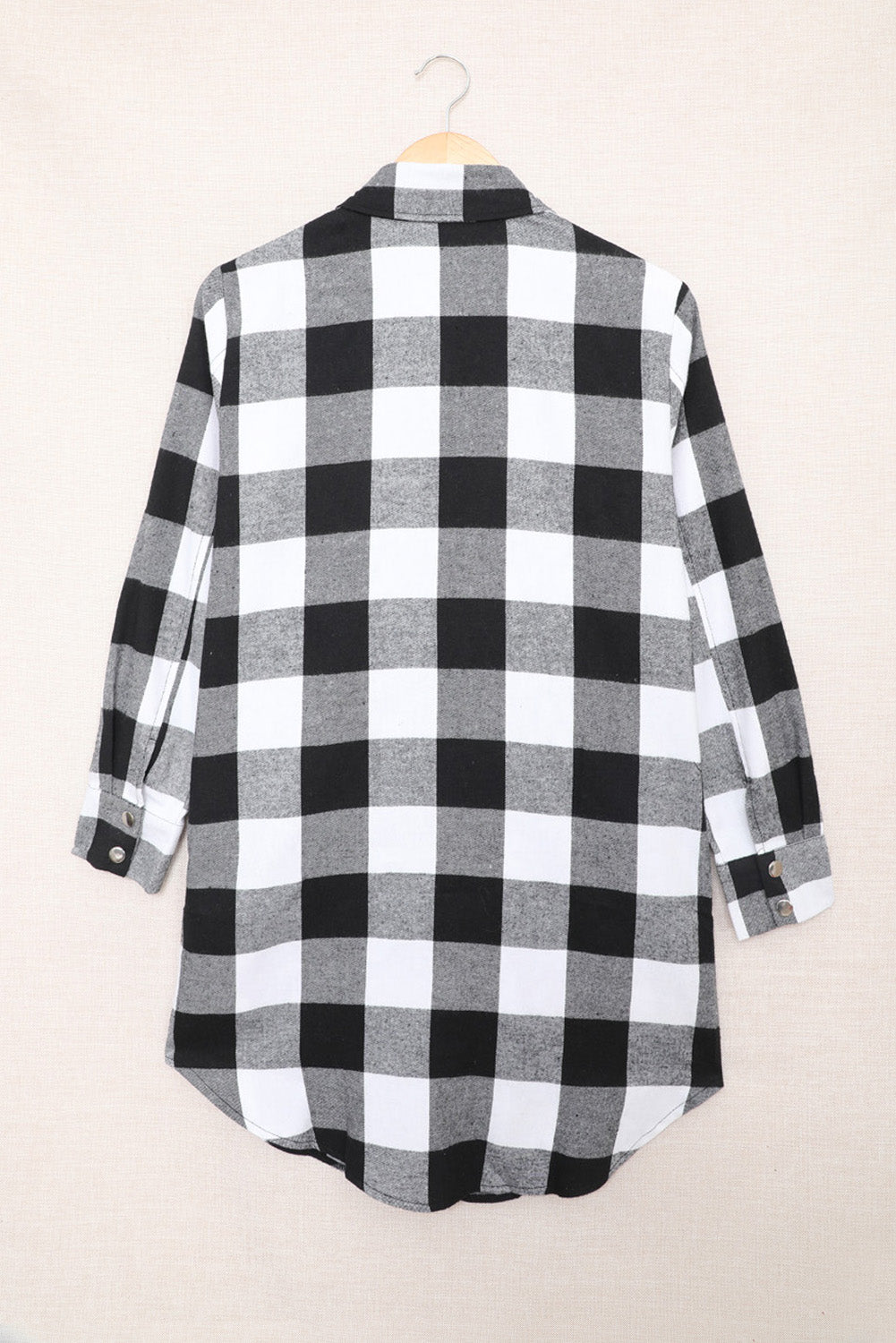 Women's Longline Plaid Shirt Coat with Turn-Down Collar | Classic British Style