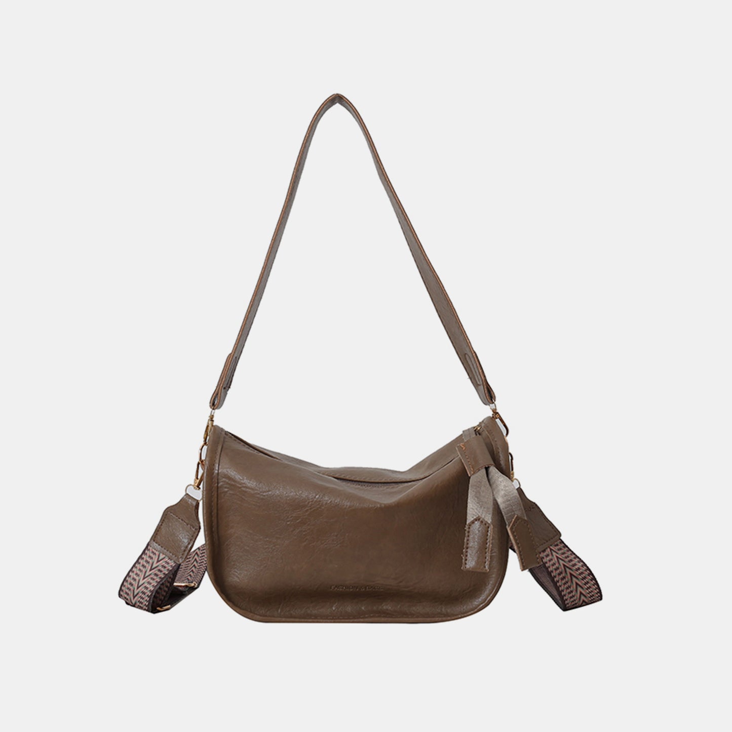 PU Leather Double Strap Shoulder Bag Mocha One Size