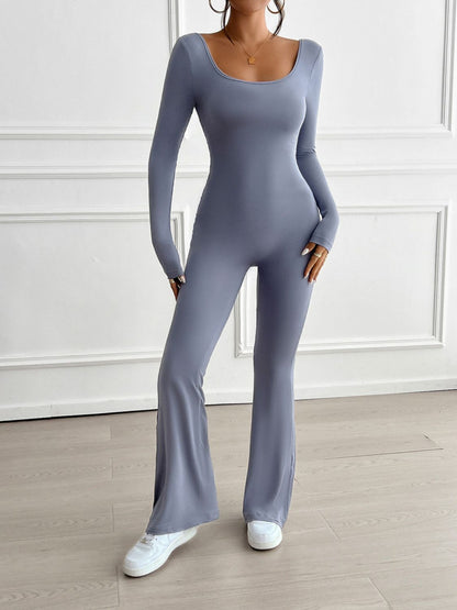 Devine Cutout Scoop Neck Long Sleeve Jumpsuit