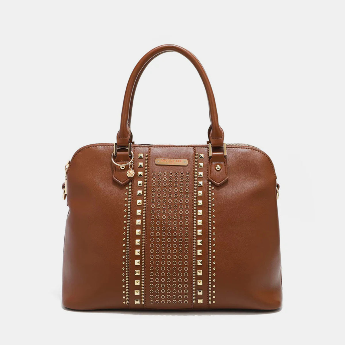 Nicole Lee USA Studded Decor Handbag Brown One Size
