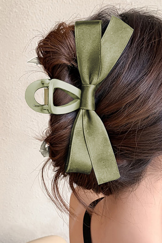 Mist Green Bow Decor Large Hair Claw Clip Mist Green ONE SIZE 100%Viscose