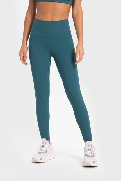 Highly Stretchy Wide Waistband Yoga Leggings Teal