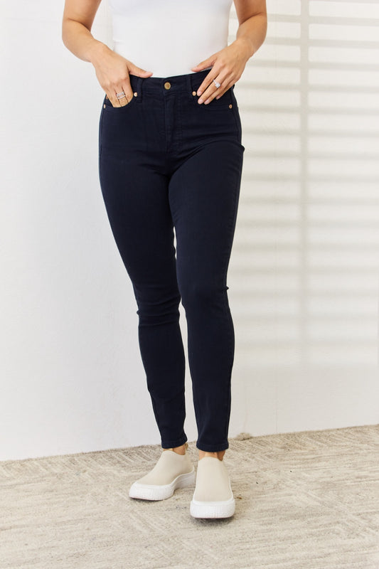 Judy Blue Full Size Garment Dyed Tummy Control Skinny Jeans NAVY