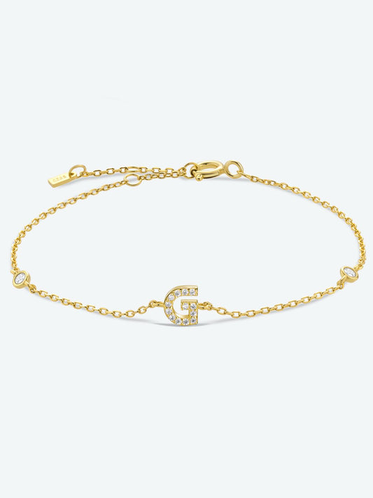 G To K Zircon 925 Sterling Silver Bracelet G-Gold One Size