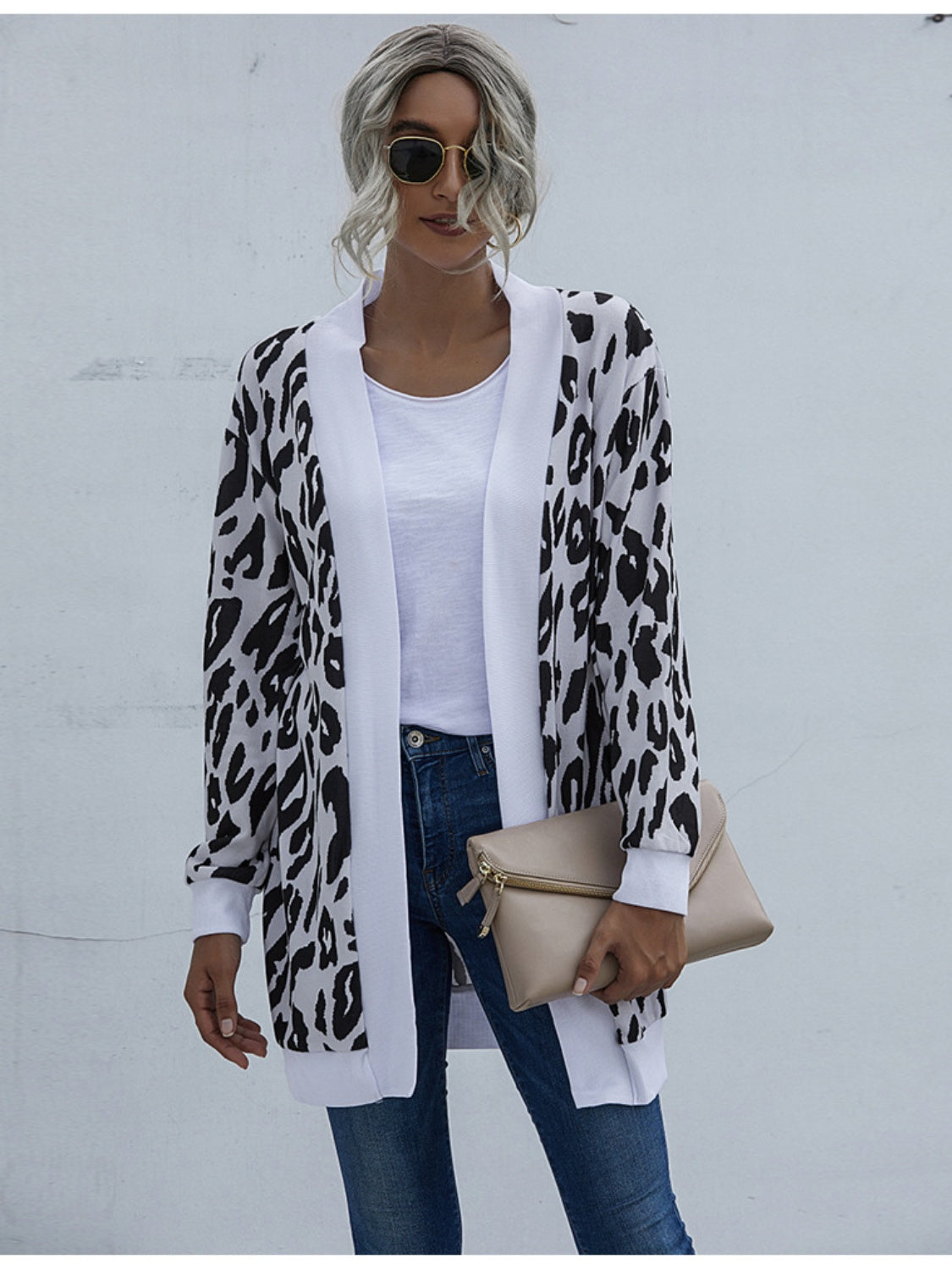 Leopard Open Front Cardigan - Thandynie